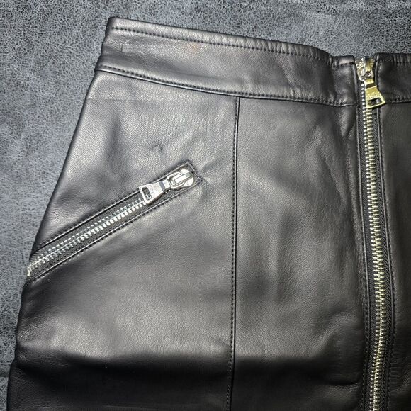 Express Women's 00 Black Faux Leather Mini Skirt Full Zip Front New w/ Defects - Picture 4 of 11